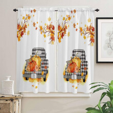 Thanksgiving Black Lattice Curtains Semi-Sheer 2-Pack 42x63