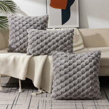 Federa in velluto con motivo a fiocchi di neve, grigia, 45x45 cm, per cuscino lombare.