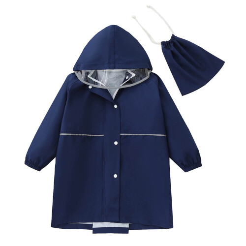 Kids' waterproof rain poncho hooded solid color 1