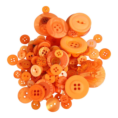 Runde orange harpiksknapper 2,5 cm 10 poser