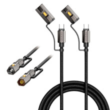 240W 4-in-1 USB-C to USB-C Fast Charging Cable with Flashlight & Flameless Lighter, 480Mbps Data, 3.9FT Braided — Compatible with most smartphones