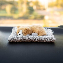 Cachorro de pelúcia dormindo para decoração de painel de carro, 18 x 14 cm