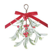 Maisíocht Liathróid Phógtha Mistletoe Saorga le Dearg