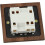 Walnut Wood Light Switch Plate with Brass Lever 2-Gang 4