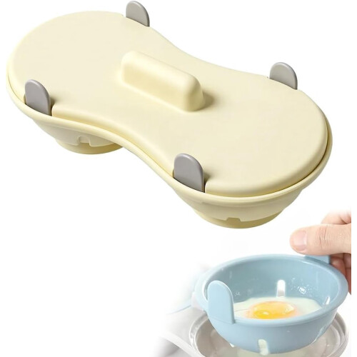 Microwave Egg Cooker Steamer Poacher Blue 2-row