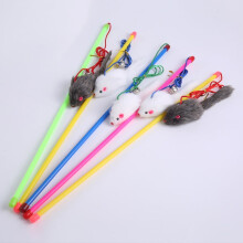 Kattplyschmusleksak med pinne, 5-pack