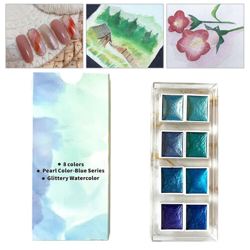 Set di acquerelli perlati, 8 colori, 512,5 cm
