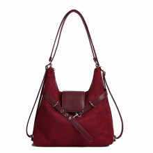 Crossbodytas voor dames van imitatie suède met kwastjes, wijnrood