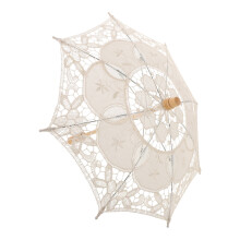 Beige lace parasols wedding decoration cotton 2 pcs