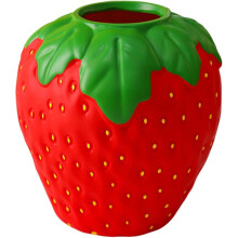 Vase en céramique en forme de fraise avec feuilles vertes, 1 pièce