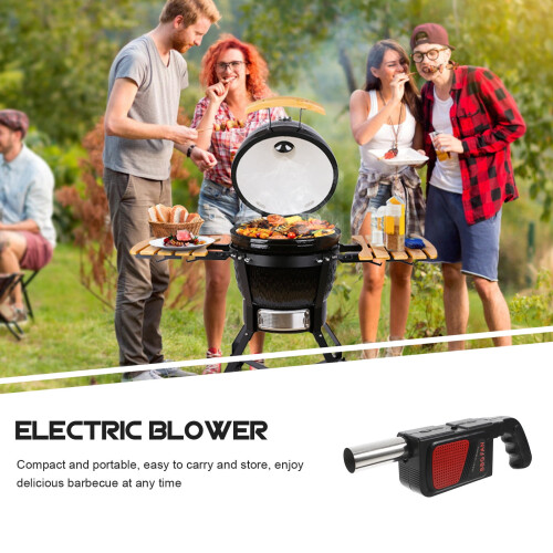 Ventilatore elettrico portatile per barbecue, colore nero, 2 pezzi 2