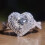 Fáinne diamant cruth grá do mhná, cros rhinestone 5