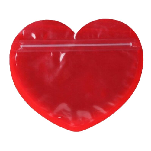 Hartvormig, transparant PVC-sieradenetui, rood, hersluitbaar, 1 stuk