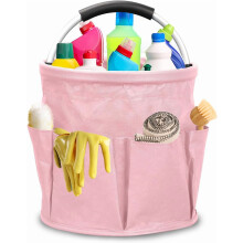 Cleaning Cart with Handle Pink Portable Organizer