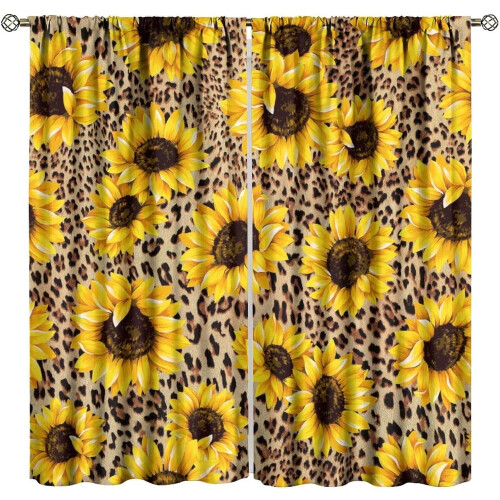 Leopard Print Curtains Brown Animal Texture 42x63 Inch 2