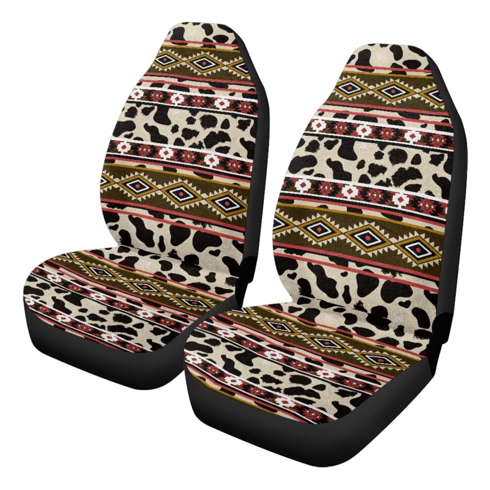 Car Seat Cover Front Cow Print Aztec Design 2 Pack Coral 952399374043