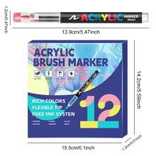 Rotulador acrílico con punta de pincel suave, 12 a 60 colores, 3 ml.