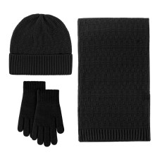 Dames skimuts, sjaal en handschoenen set met fleecevoering, 3-delig, zwart