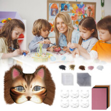 Kit de bricolaje para máscara de cara de gato, tela sintética y malla plástica.