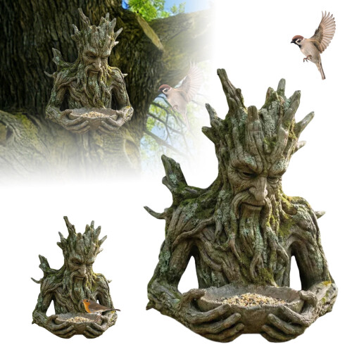 Bird Feeder Sculpture Tree-Mounted Rustic Decor