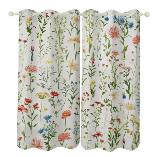 Floral Watercolor Blackout Curtains Grommet Thermal 2 Panel