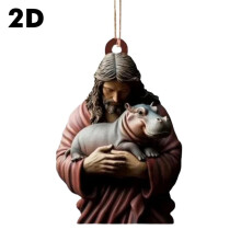 Hipopótamo de acrílico em 2D para decoração de árvore, carro, espelho retrovisor ou parede.
