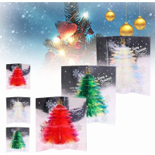 Carte de Noël 3D pop-up avec sapin pailleté et enveloppe