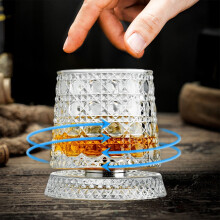 Crystal Whiskey Beer Glass 360 Rotating Base Textured