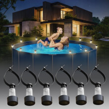 Solar LED Pool Fence Lights Black 6 pcs