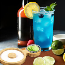 Solid Wood Margarita Rimmer - Quick Salt Rimming & Easy-Clean Shallow Tray Non-Slip for Home Bars & Parties