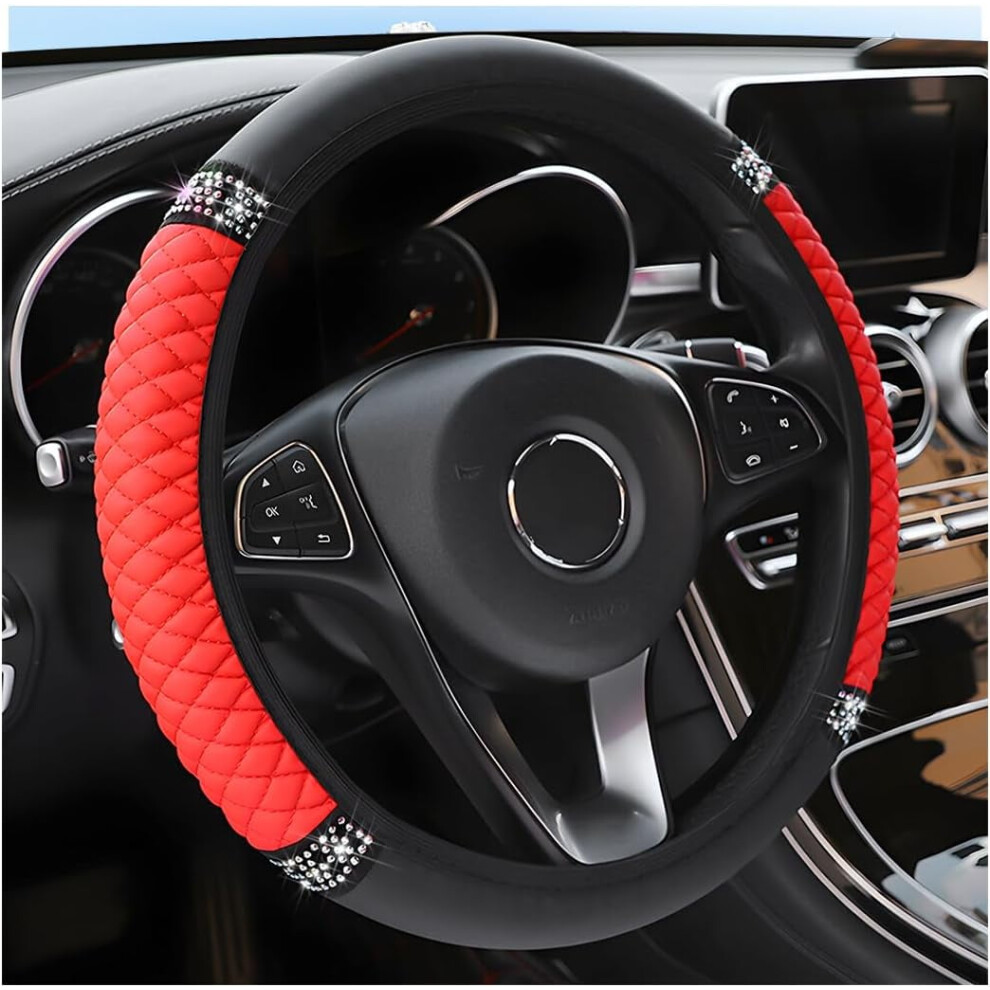 Rhinestone Steering Wheel Cover 15 Inch Red 913466116638