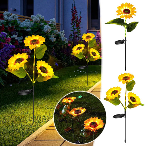 Solar Sunflower Garden Stake Light Outdoor
