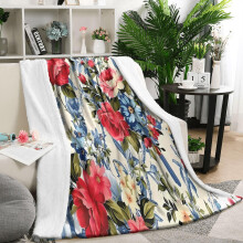 Pioneer Flower Floral Flannel Throw Blanket 50x60 inches