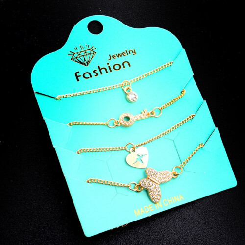 Set di braccialetti con strass in lega dorata, 4 pezzi 2