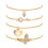 Set di braccialetti con strass in lega dorata, 4 pezzi 4