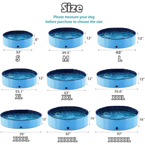 Foldable Dog Bath Pool Blue 63 inch 2