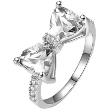 Bague de promesse nœud pour femme, zircone cubique, 1 pièce