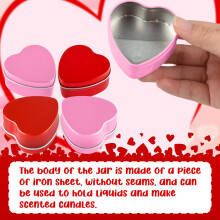 24er-Pack 2 Unzen Herzdosen mit Deckel zum Valentinstag, Großpackung Herzkerzengläser, Valentinstags-Kerzenbehälter, Zur Kerzenherstellung