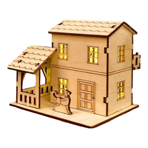 Weihnachtsdorf-Häuser-Set aus Holz, bemalbar, 6-teilig