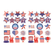 USA Flag Stickers with Stars and Hearts 2 pcs