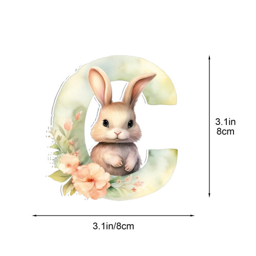 Acrylic Easter Bunny Pendant Letter C 26pcs 2