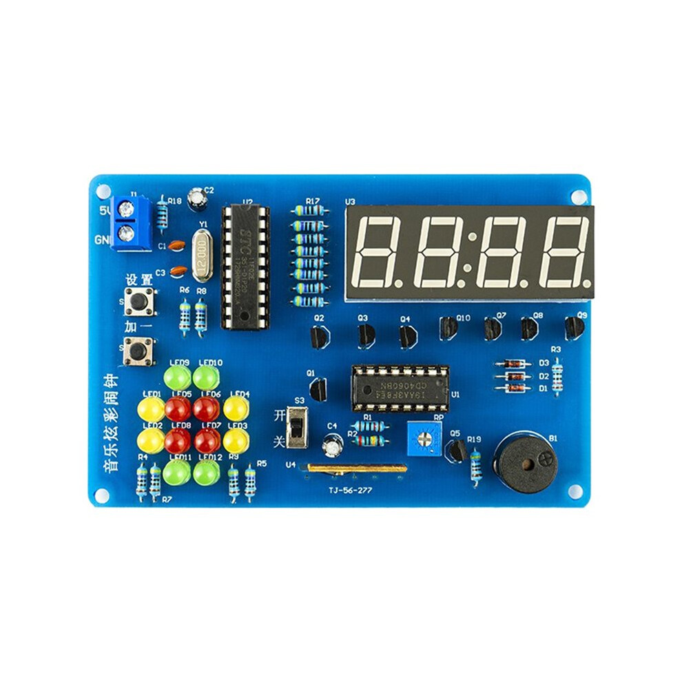 Colorful Led Musical Alarm Clock Diy Soldering Kit - Microcontroller-Based 4 Digital Clock Training Tj-56-277 6032651169342