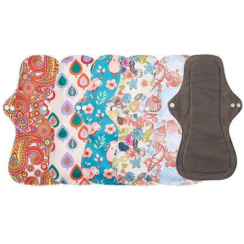 Bamboo charcoal reusable menstrual pads heavy flow extra