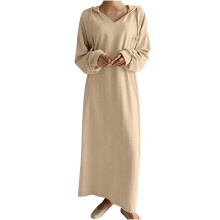 Damen-Maxikleid mit Kapuze, einfarbig, langärmelig, Sweatshirt, Plus-Size