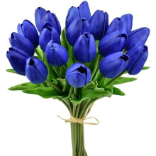 Tulipani artificiali blu royal in PU, fiori finti, 20 steli, 13,5