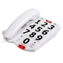 Telefon stacjonarny z dużymi przyciskami dla seniorów z wadami wzroku lub