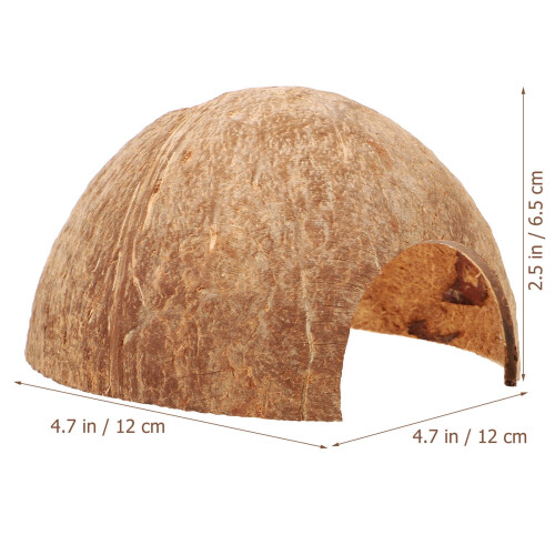 Esconderijo de tronco de tartaruga em casca de coco, 12x12x6,5 polegadas (1 unidade) 1
