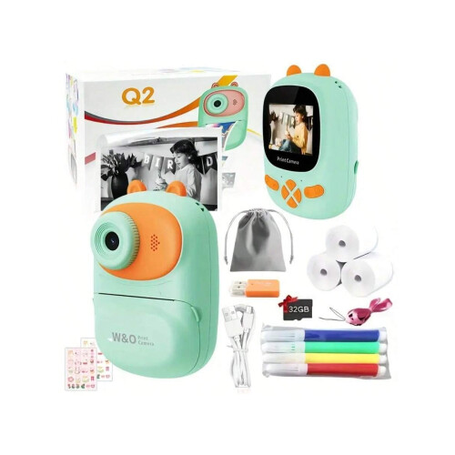 Cameră digitală cu imprimare instantanee, obiectiv dublu 1080P, 32 GB