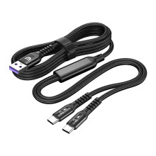 USB-C-kabel dobbel splitter 6A nylon 2-i-1