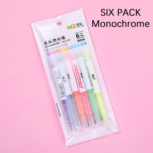 Double-Ended Highlighter Set Thick and Thin Tip6Colors
